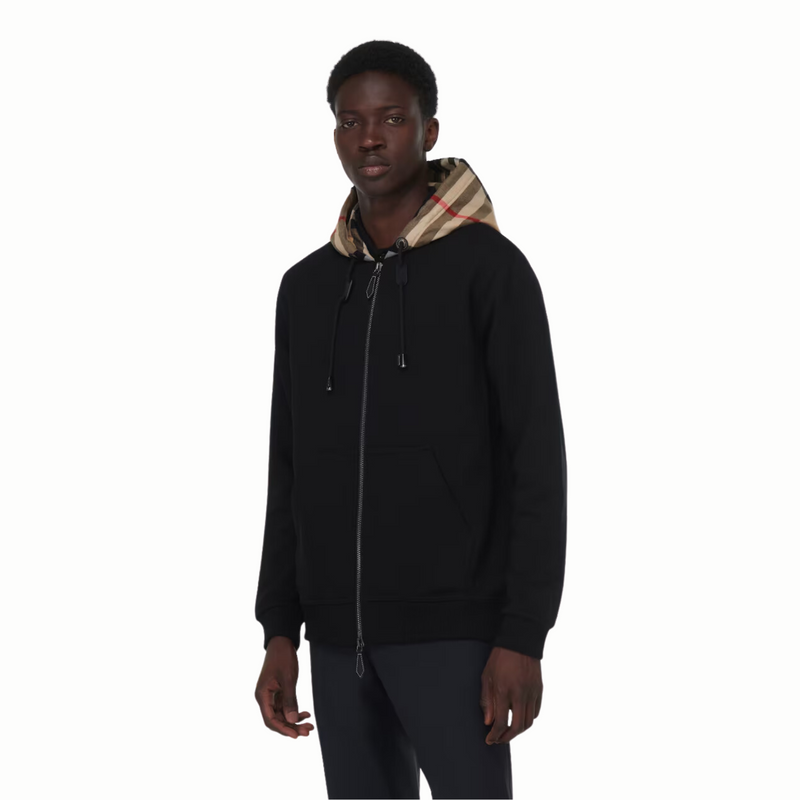 Burberry Check Hood Cotton Hoodie