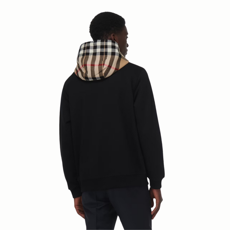 Burberry Check Hood Cotton Hoodie