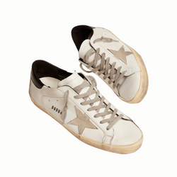 Golden Goose Super-Star with black heel tab and metal stud lettering