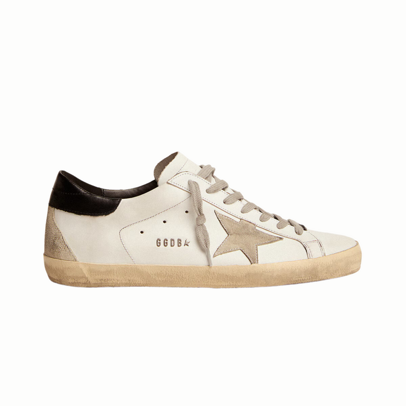 Golden Goose Super-Star with black heel tab and metal stud lettering