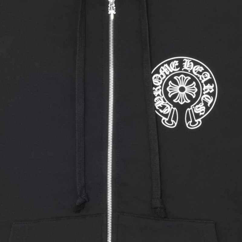 Chrome Hearts Horseshoe Floral Cross Sleeve Zip Up Hoodie